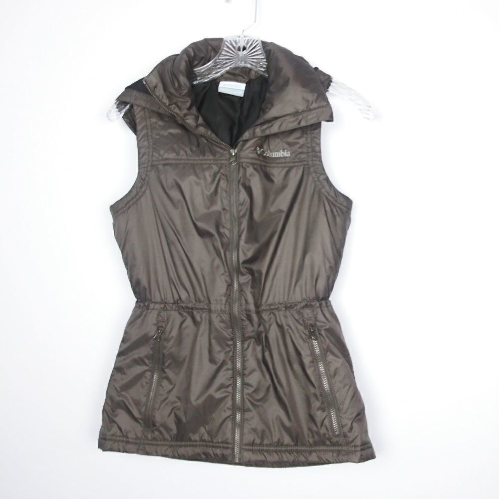 Columbia brown puffer vest with hoodie size XS